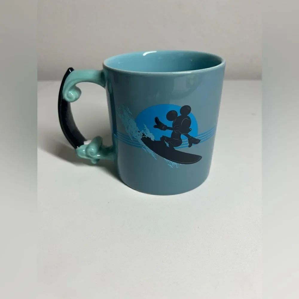 Disney Parks Mickey Mouse Surf Shop Longboard Handle Ceramic Coffee Mug 16oz.